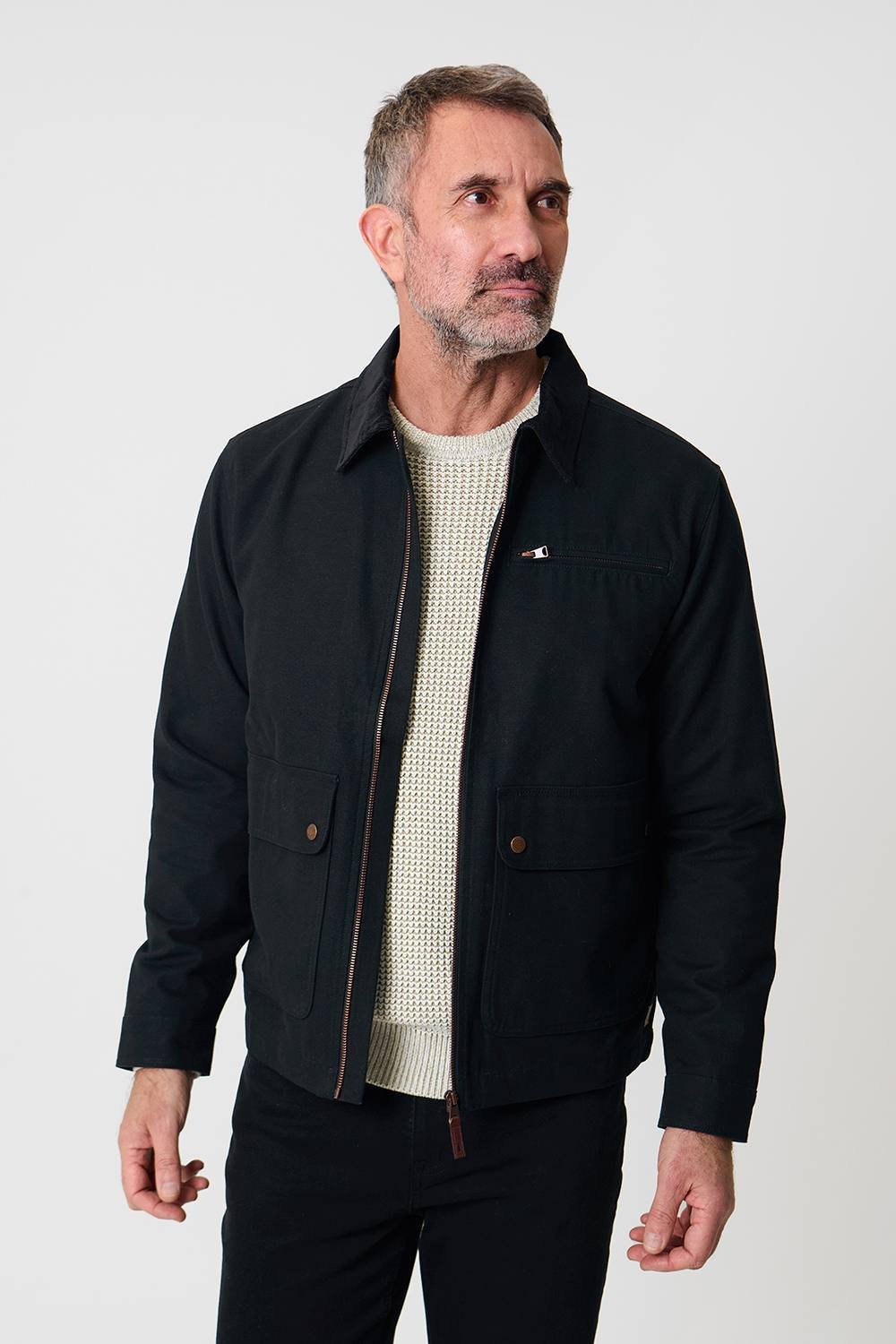 Saltwell Saltwell Men's Cotton Canvas Jacket with Cord Collar in Black - 2