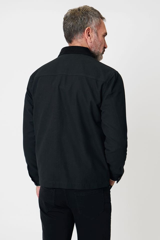 Saltwell Saltwell Men's Cotton Canvas Jacket with Cord Collar in Black - 2