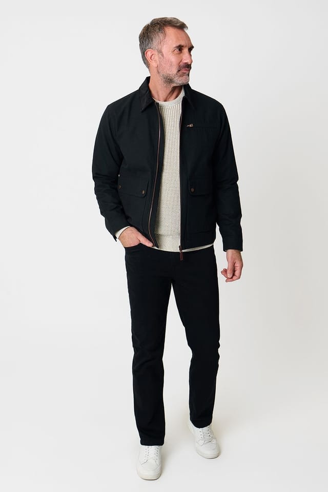 Saltwell Saltwell Men's Cotton Canvas Jacket with Cord Collar in Black - 3