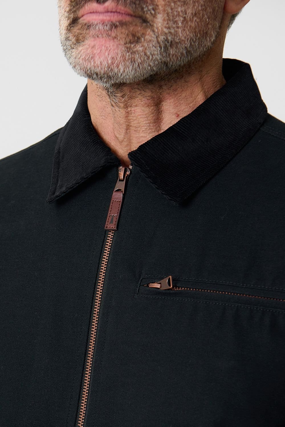 Saltwell Saltwell Men's Cotton Canvas Jacket with Cord Collar in Black - 4