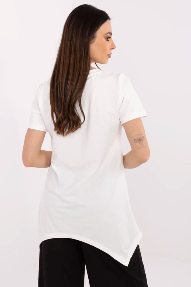 Love Lace Love Lace Women's Cotton Elastane Animal Print Casual Blouse in White - 3