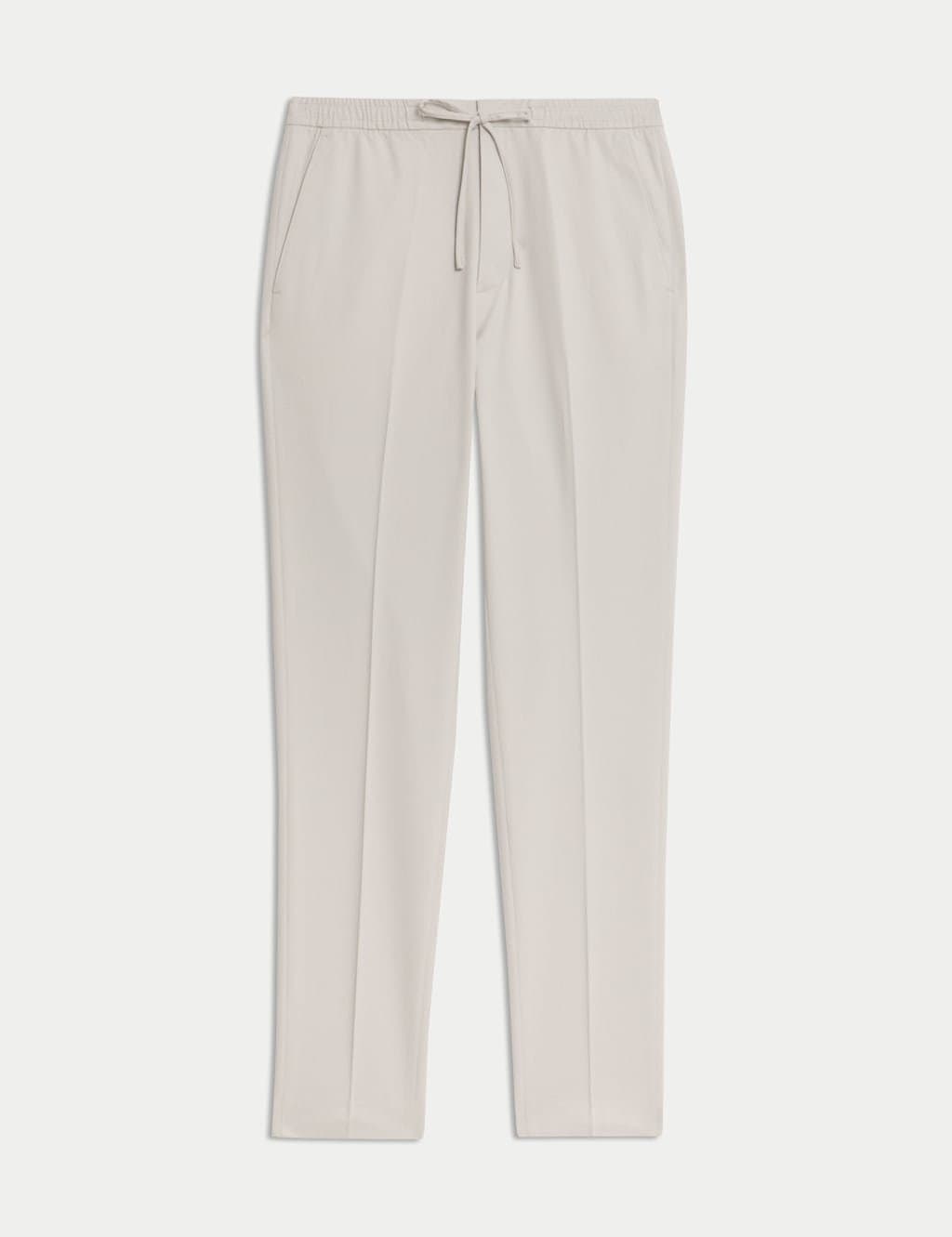 Marks & Spencer M&S Tapered Fit Elasticated Trousers Light Grey