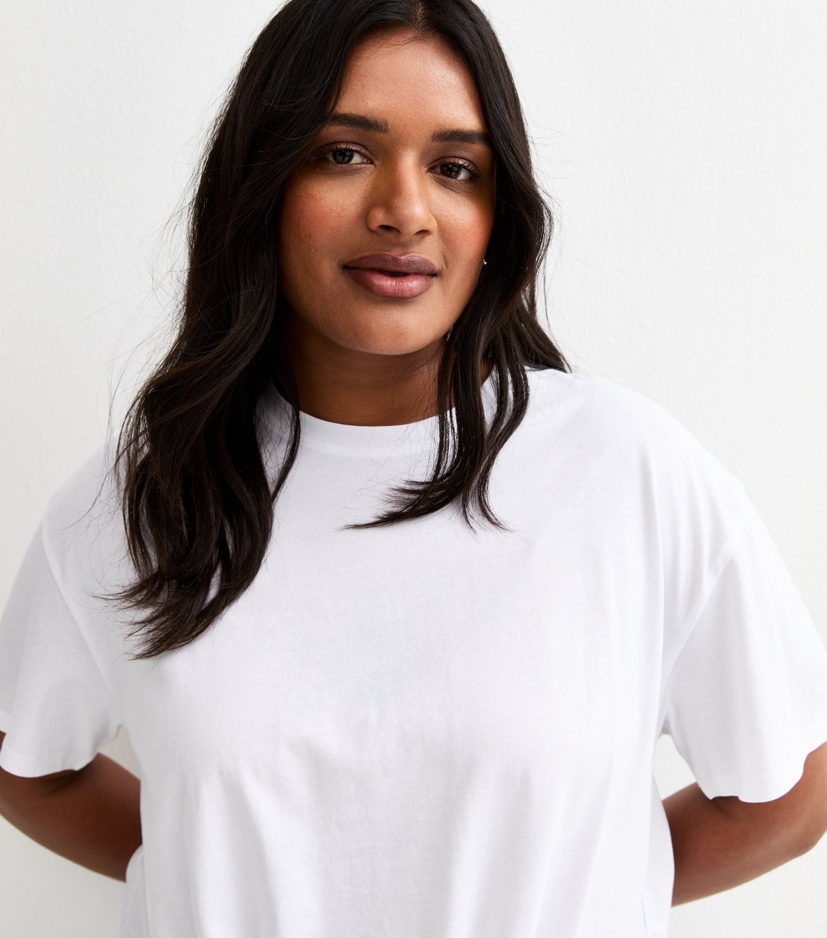 New Look Women's Plus Size White Tie Front T-Shirt Curves New Look - 2