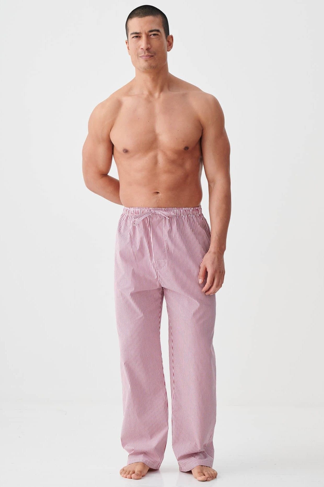 British Boxers British Boxers Dark Red Pinstripe Pyjama Trousers