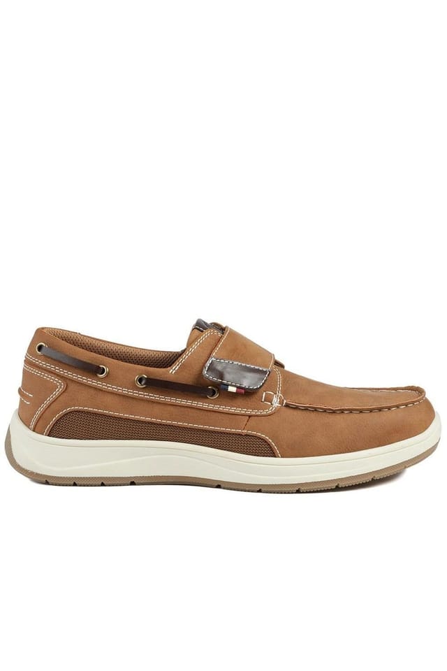 Pavers Pavers Men's Wide Fit Touch Fasten Casual Shoes in Tan - 2