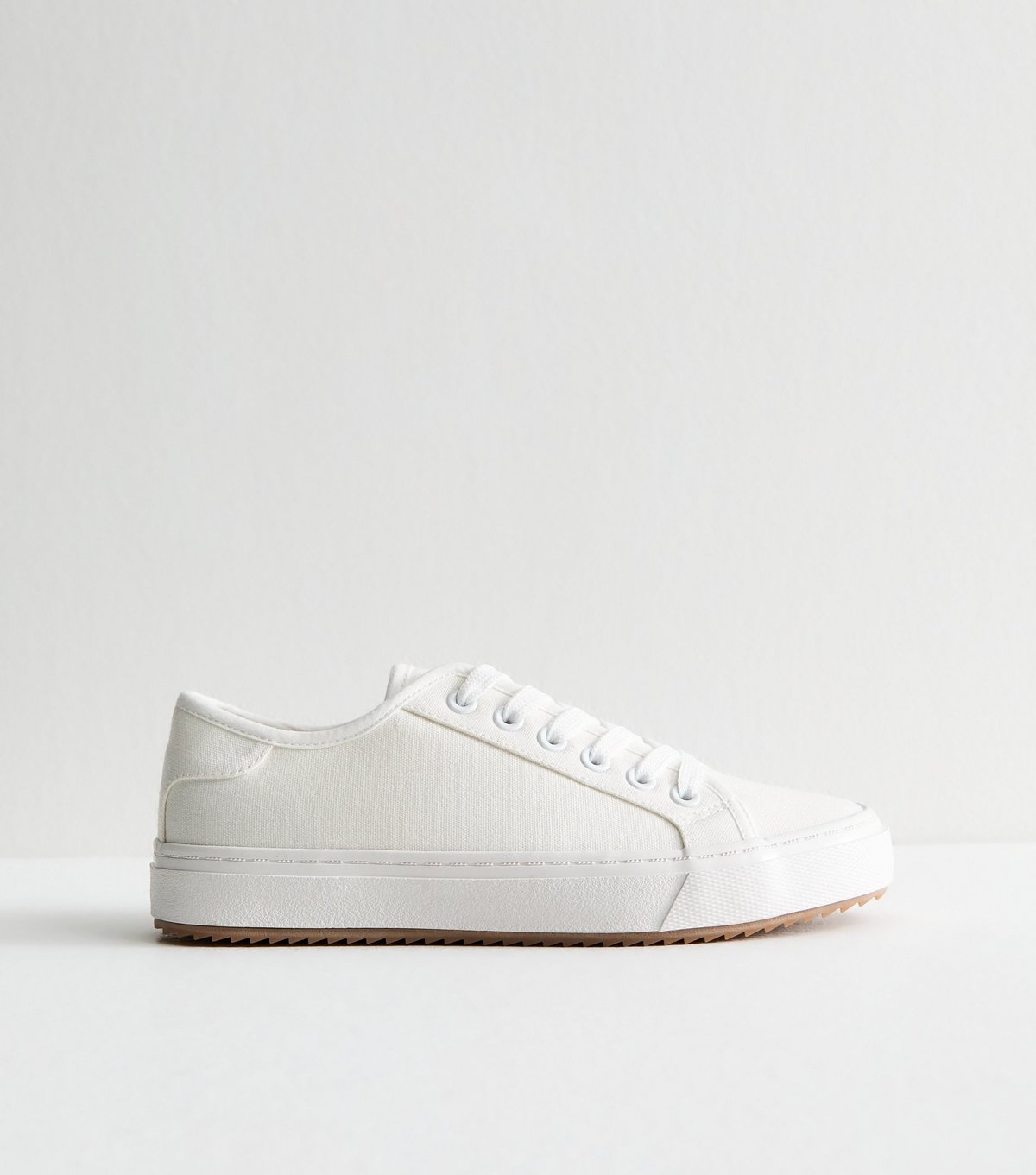 New Look Women's White Canvas Lace Up Trainers Vegan New Look - 3