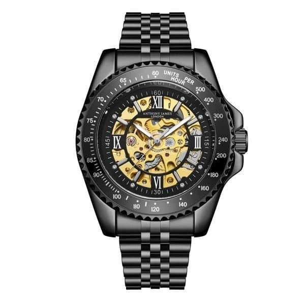 Anthony James Anthony James Men's Hand Assembled Limited Edition Tachymeter Sports Automatic Watch in Black