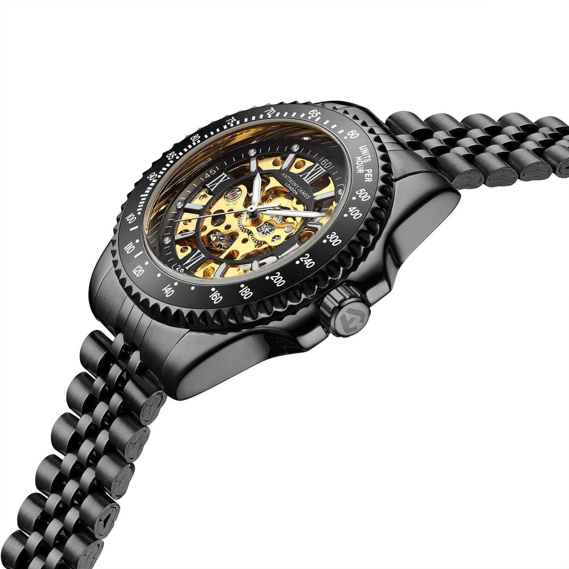 Anthony James Anthony James Men's Hand Assembled Limited Edition Tachymeter Sports Automatic Watch in Black - 4