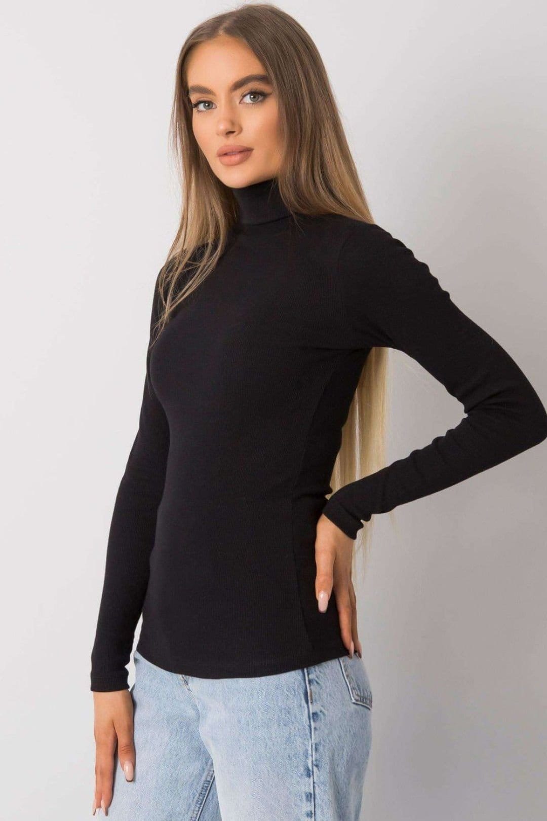 Love Lace Love Lace Women's Fitted Long Sleeve Turtleneck Top Style 173405 in Black - 4