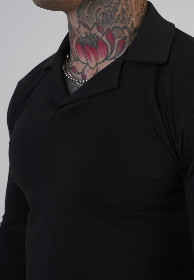 SikSilk SikSilk Men's LS Revere Polo in Black - 2