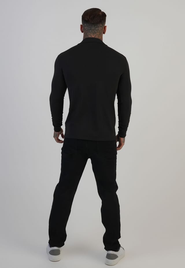 SikSilk SikSilk Men's LS Revere Polo in Black - 3
