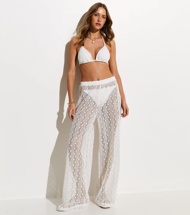 New Look Women's White Crochet Beach Trousers New Look - 2