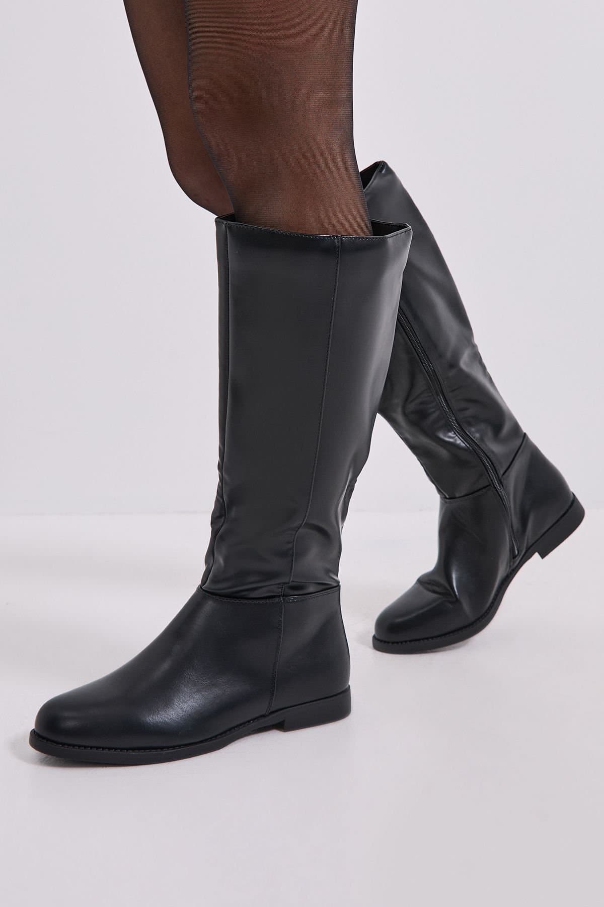 Dorothy Perkins Dorothy Perkins Women's Wide Fit Karla Knee High Flat Boots in Black