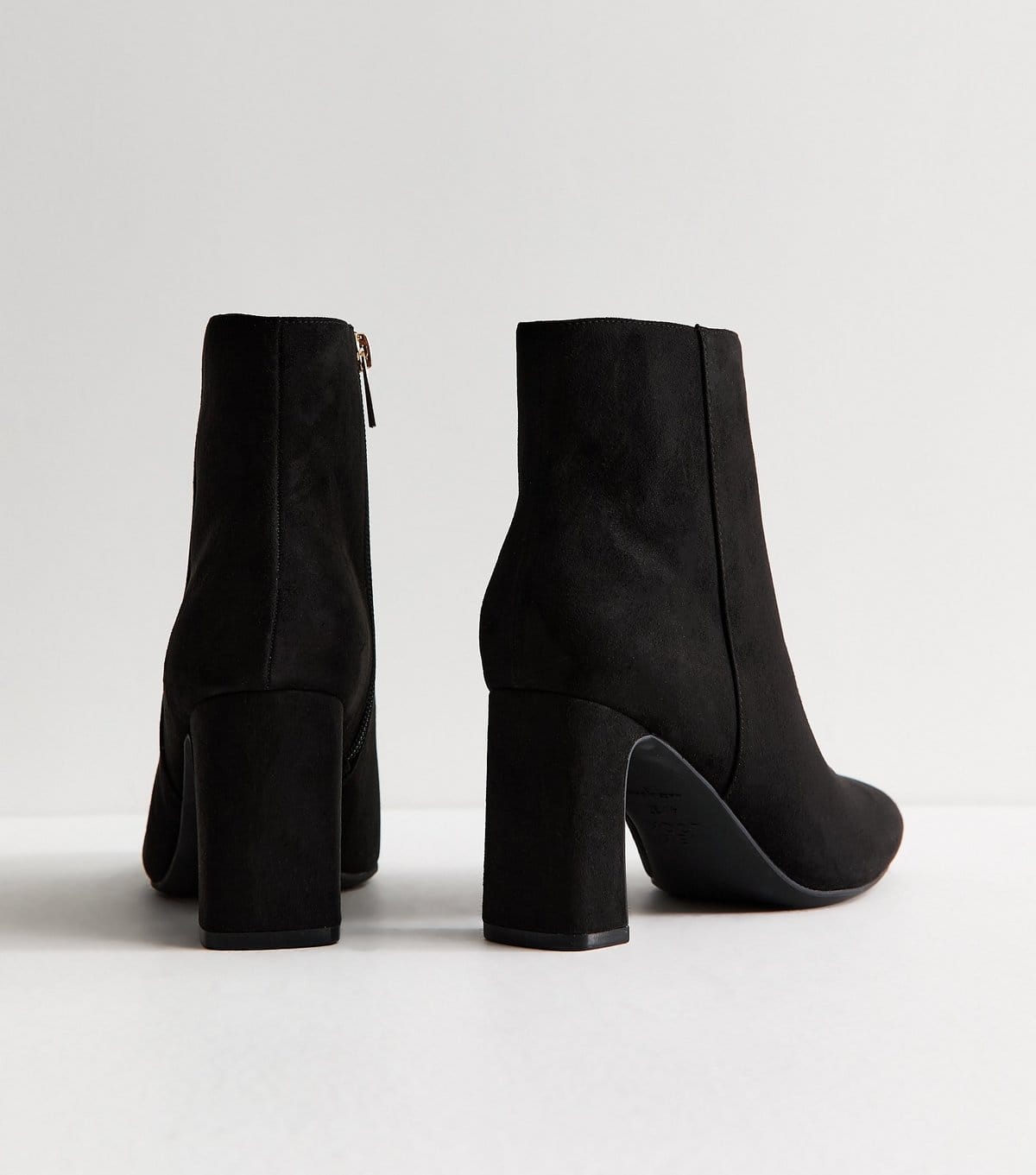 New Look Women's Wide Fit Black Faux Suede High Block Heel Ankle Boots Vegan New Look - 4