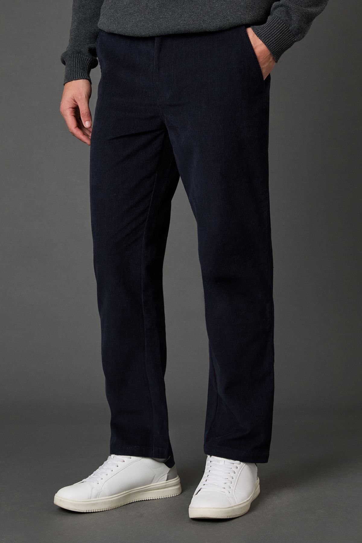 Maine Maine Men's Premium Corduroy Chino Trousers in Navy