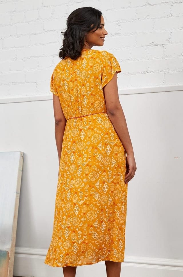 Nomads Clothing Nomads Clothing Women's Viscose Waist Seam Midi Dress in Yellow - 2
