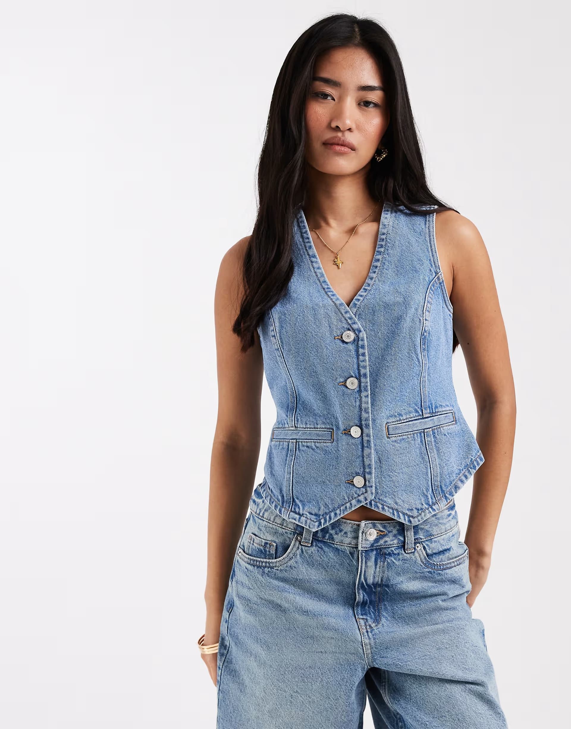 ASOS New Look denim waistcoat in light blue