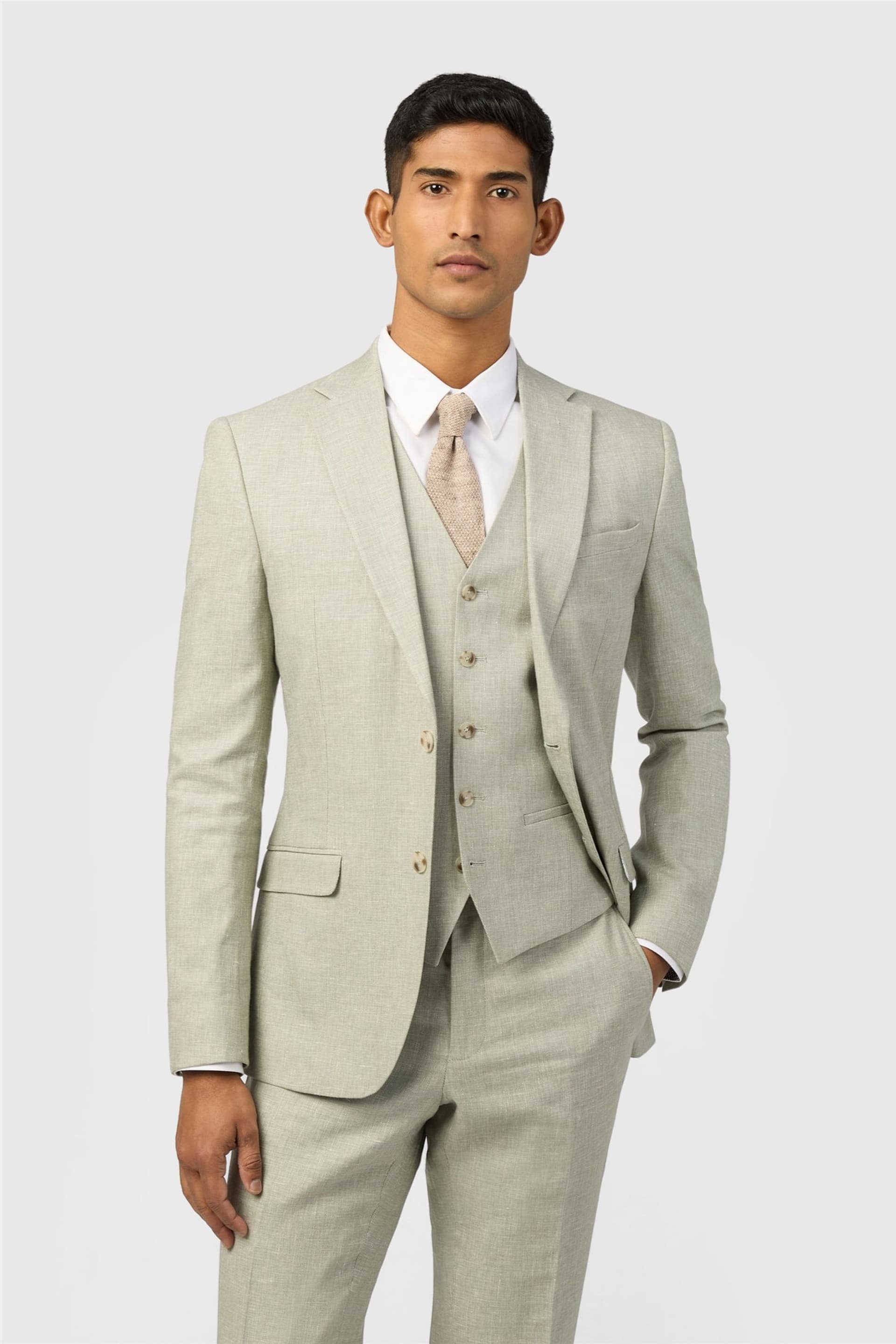 Ted Baker Ted Baker Men's Single Breasted Two Button Slim Fit Suit Jacket in Pale Green