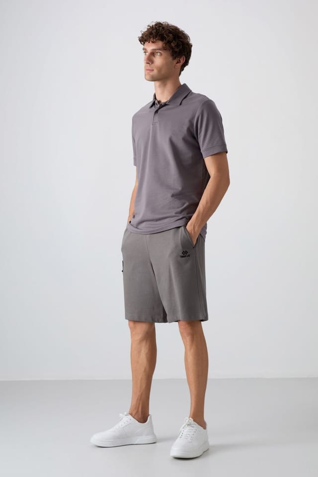 Tommy Life Tommy Life Men's Wide-leg Cargo Shorts in Charcoal - 2