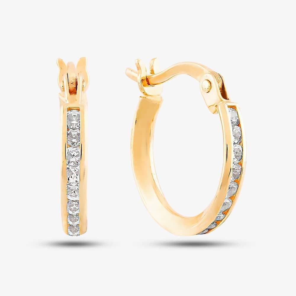 T.H.Baker T.H.Baker Women's 9ct Yellow Gold Cubic Zirconia Creole Earrings 1.58.8359