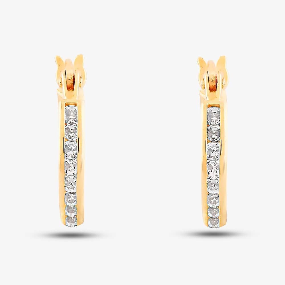 T.H.Baker T.H.Baker Women's 9ct Yellow Gold Cubic Zirconia Creole Earrings 1.58.8359 - 3