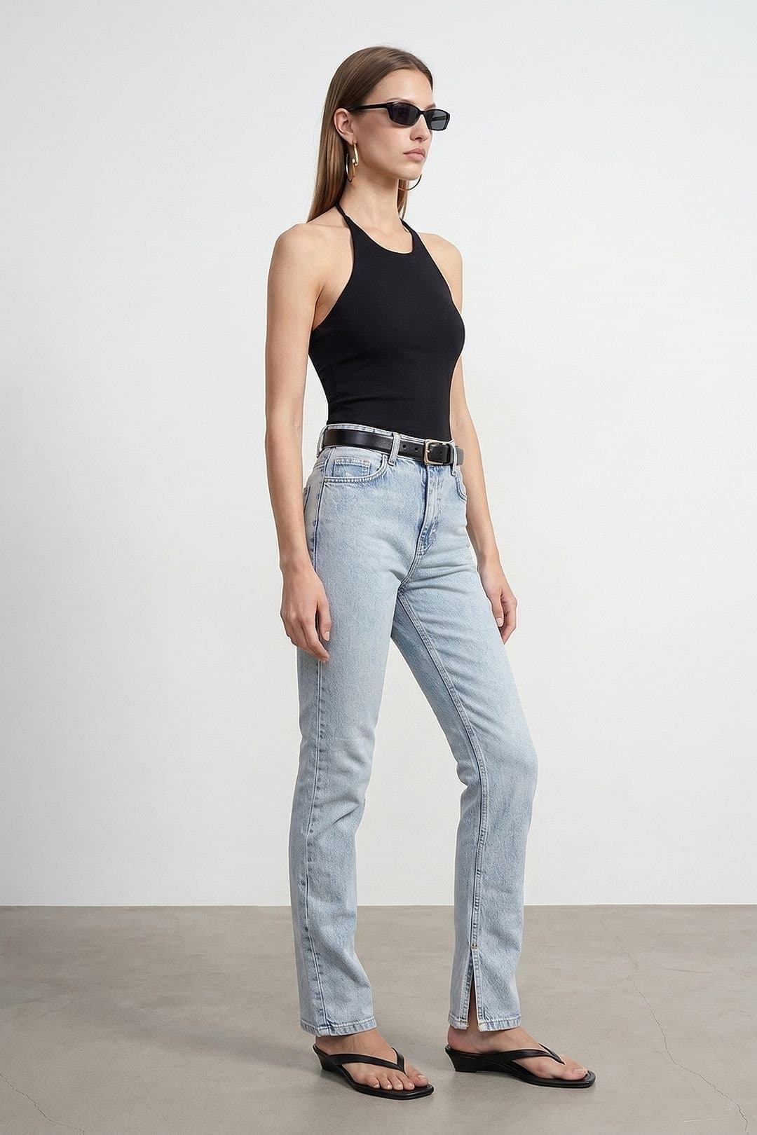 Dilvin Dilvin Women's Light Blue High-Waist Straight-Leg Jeans