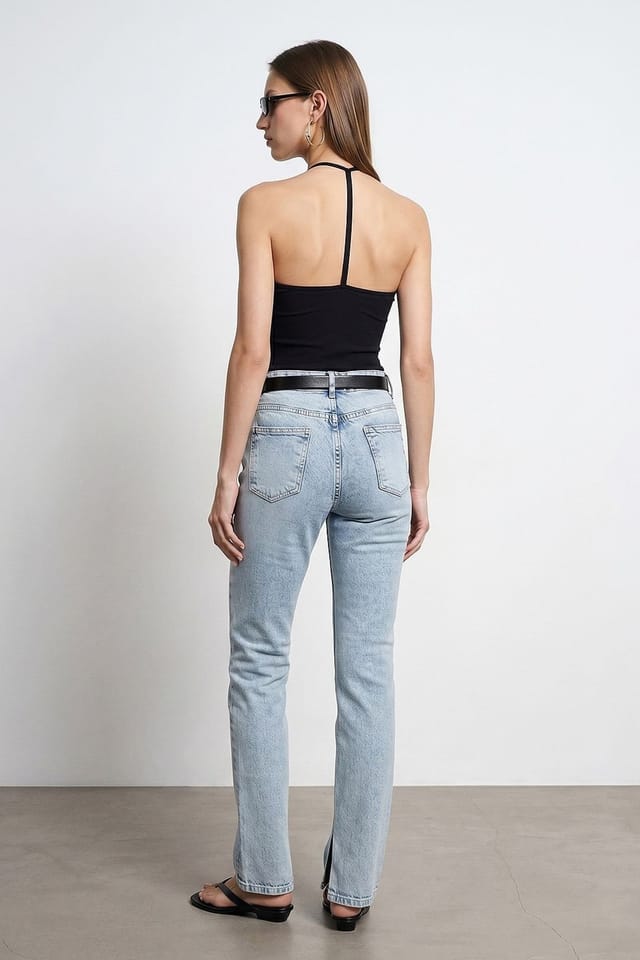 Dilvin Dilvin Women's High-Waist Straight-Leg Jeans in Light Blue - 2