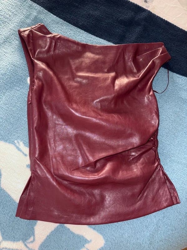 Bershka Bershka faux leather off shoulder top