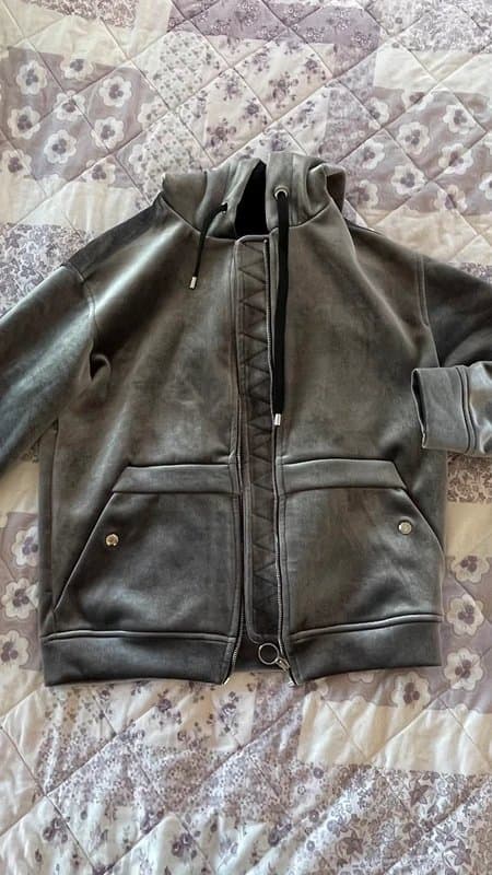 Bershka Bershka grey velvet zipped jacket