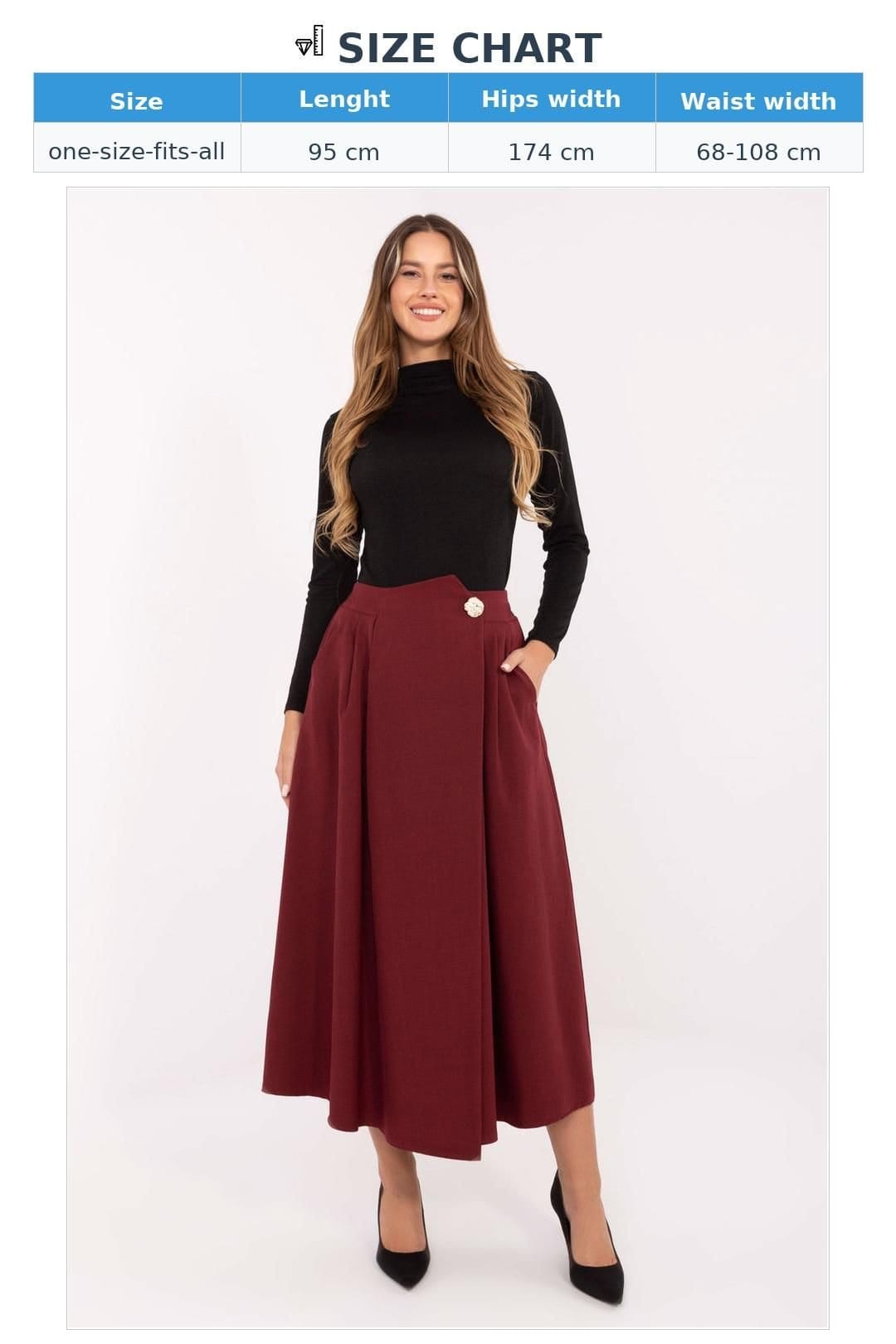 Love Lace Love Lace Women's Pleated Front Midi Skirt with Elastic Back in Red - 4