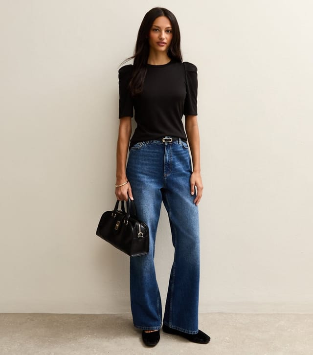 New Look Women's Black Puff Sleeve Soft Touch T-Shirt New Look - 3