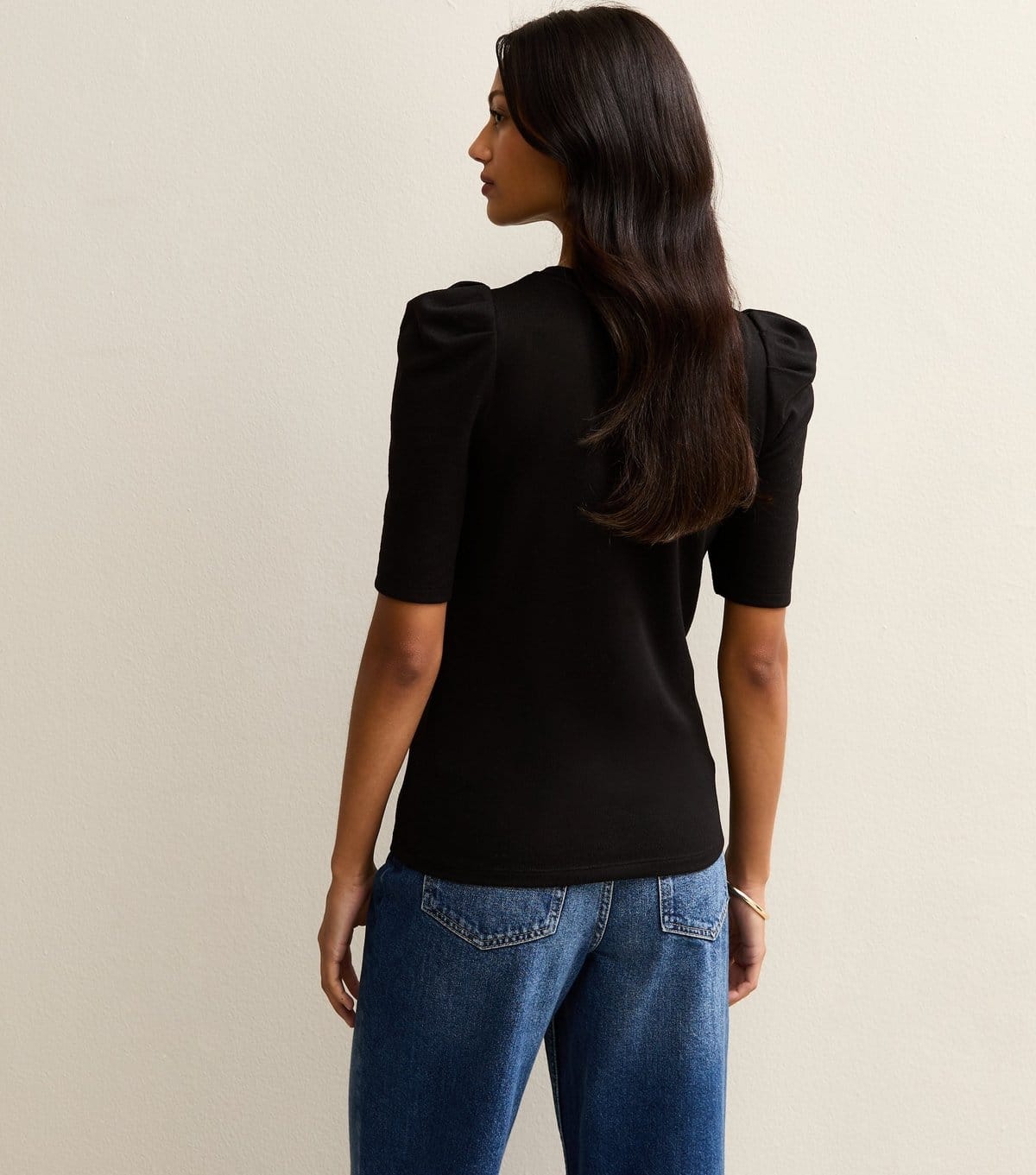 New Look Women's Black Puff Sleeve Soft Touch T-Shirt New Look - 4