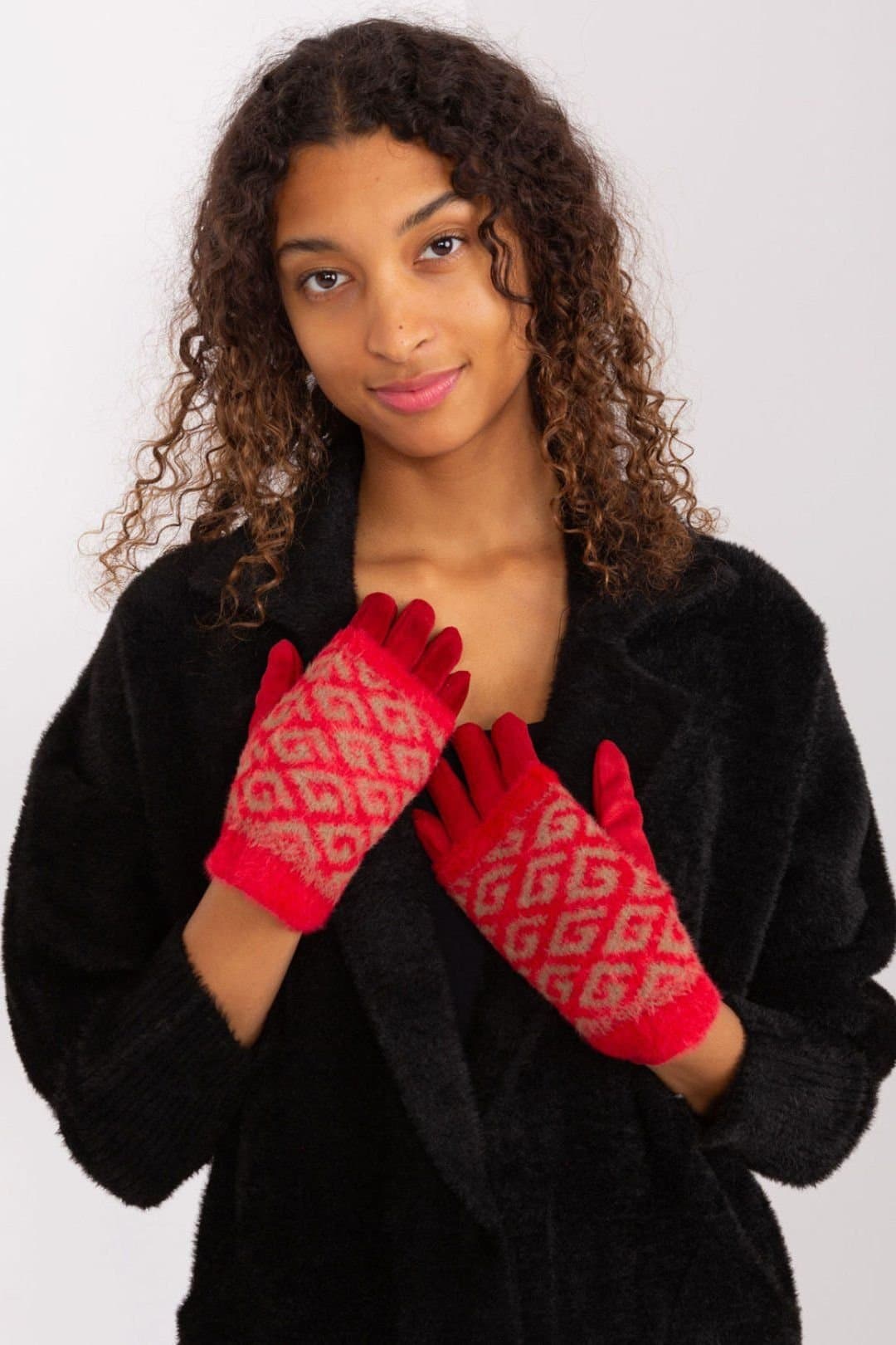 Love Lace Love Lace Women's Embroidered Flower Touchscreen Insulated Pull Off-Knit Gloves in Red