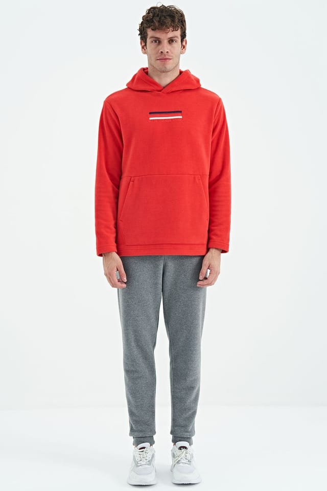 Tommy Life Tommy Life Men's Printed Logo Hoodie in Red - 2