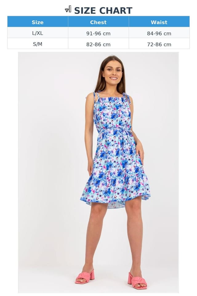 Love Lace Love Lace Women's Summer Dress with Tied Waist Ruffle Hem in Blue - 3