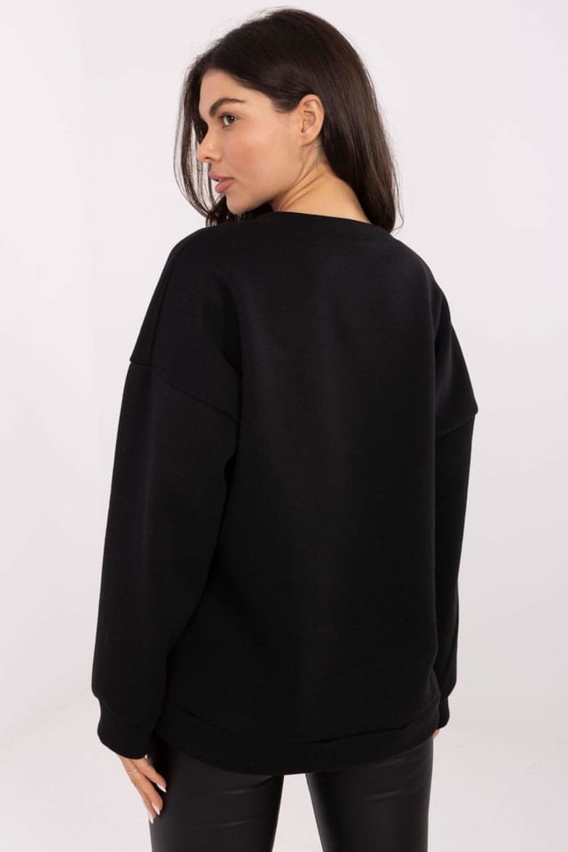 Love Lace Love Lace Women's Stylish Casual Cotton Elastane Sweatshirt in Black - 3