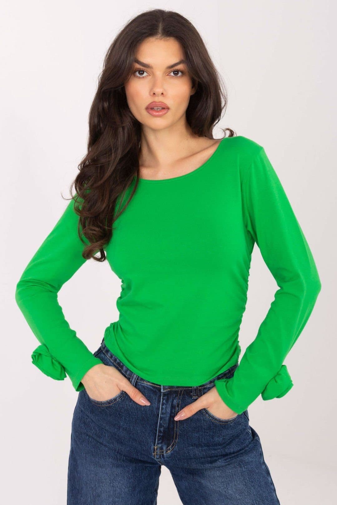 Love Lace Love Lace Green Cotton Long Sleeve Blouse