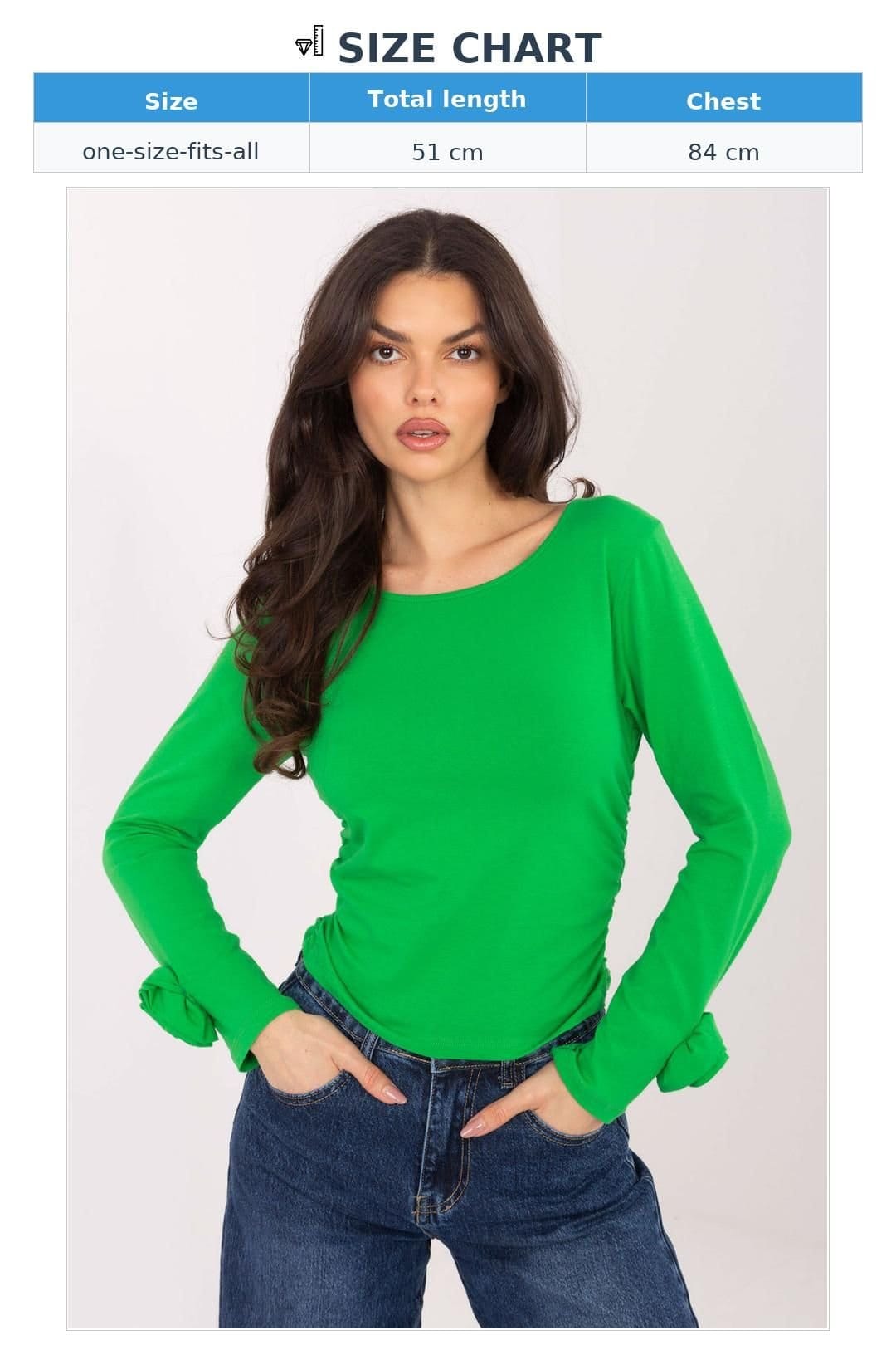 Love Lace Love Lace Women's Casual Long Sleeve Ruched Cotton Blouse in Green - 4