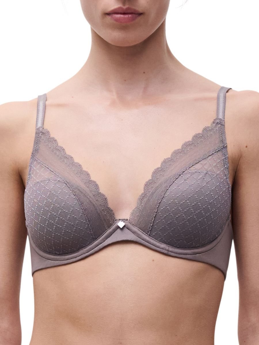 Chantelle Chantelle Women's Norah Chic Plunge T-Shirt Bra in Grey - 3
