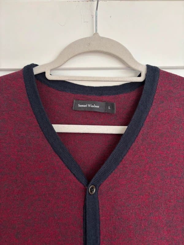 Samuel Windsor Samuel Windsor Burgundy Wool Blend Buttoned Knit Vest Size Large.