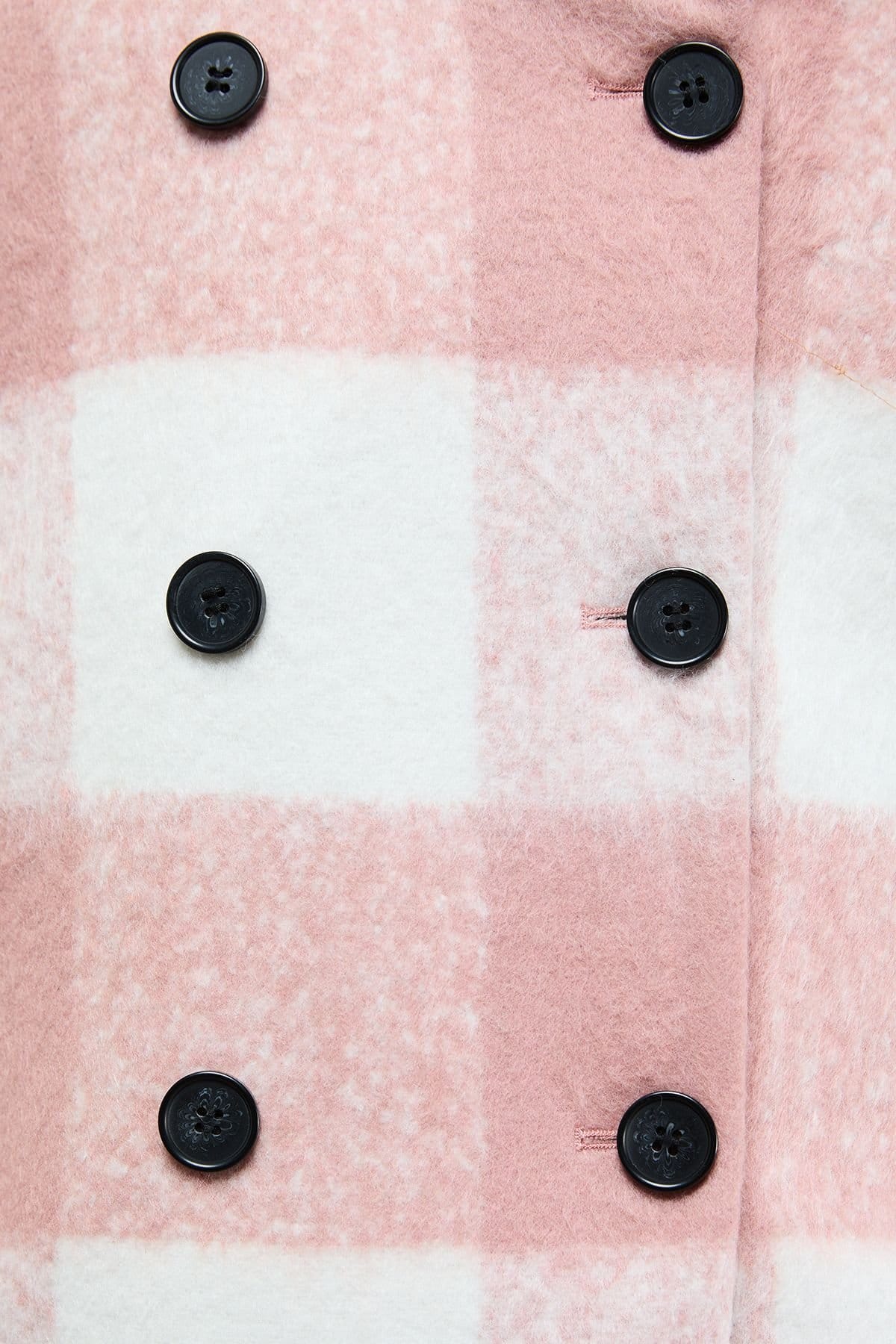Oasis Oasis Women's Brushed Check Funnel Neck Coat in Pink - 4