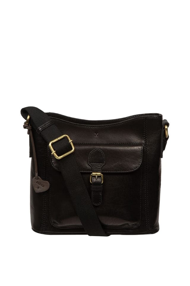 NiNa Amora NiNa Amora Women's 'Massima' Leather Cross Body Bag in Black - 2