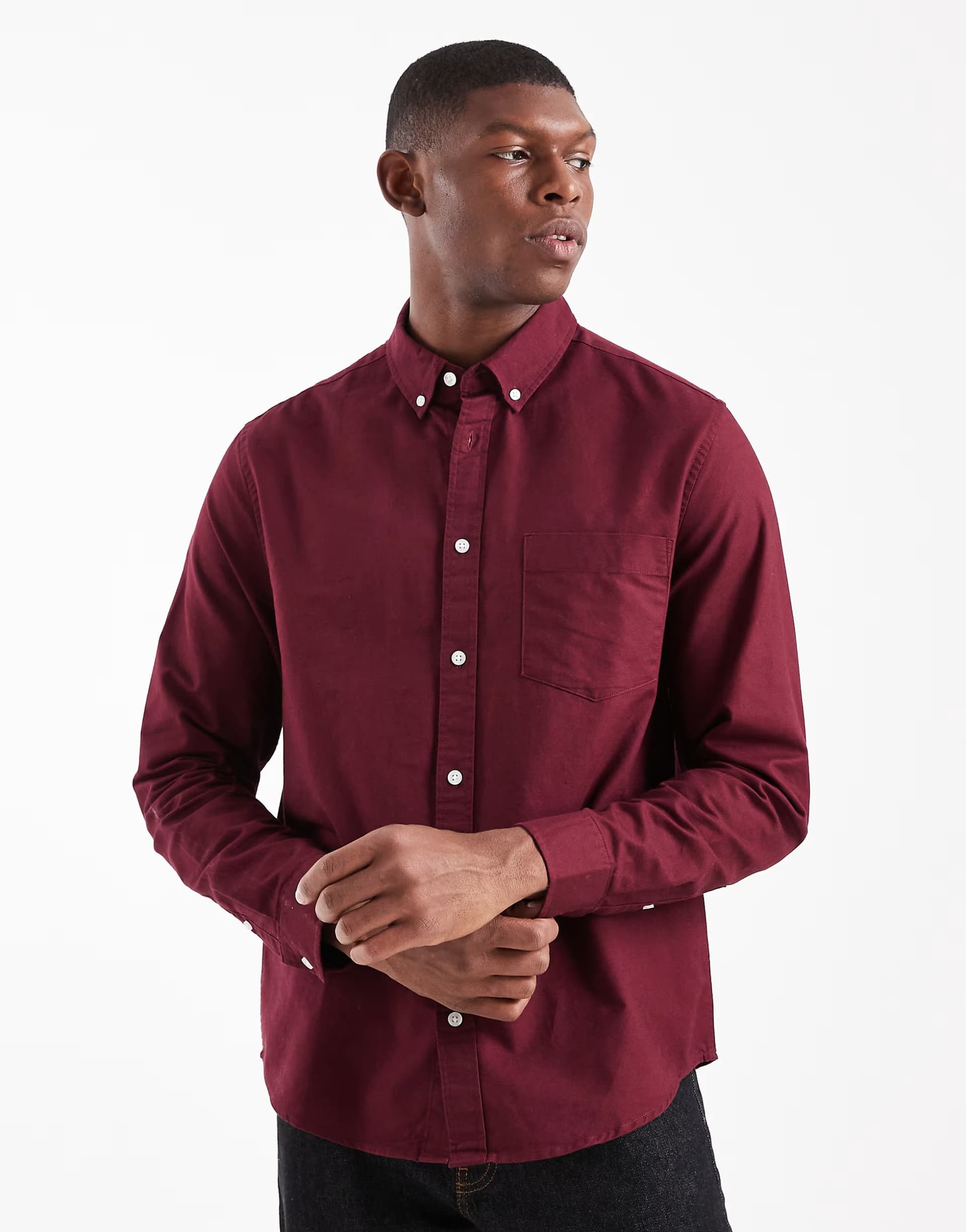ASOS ASOS DESIGN regular oxford shirt in burgundy