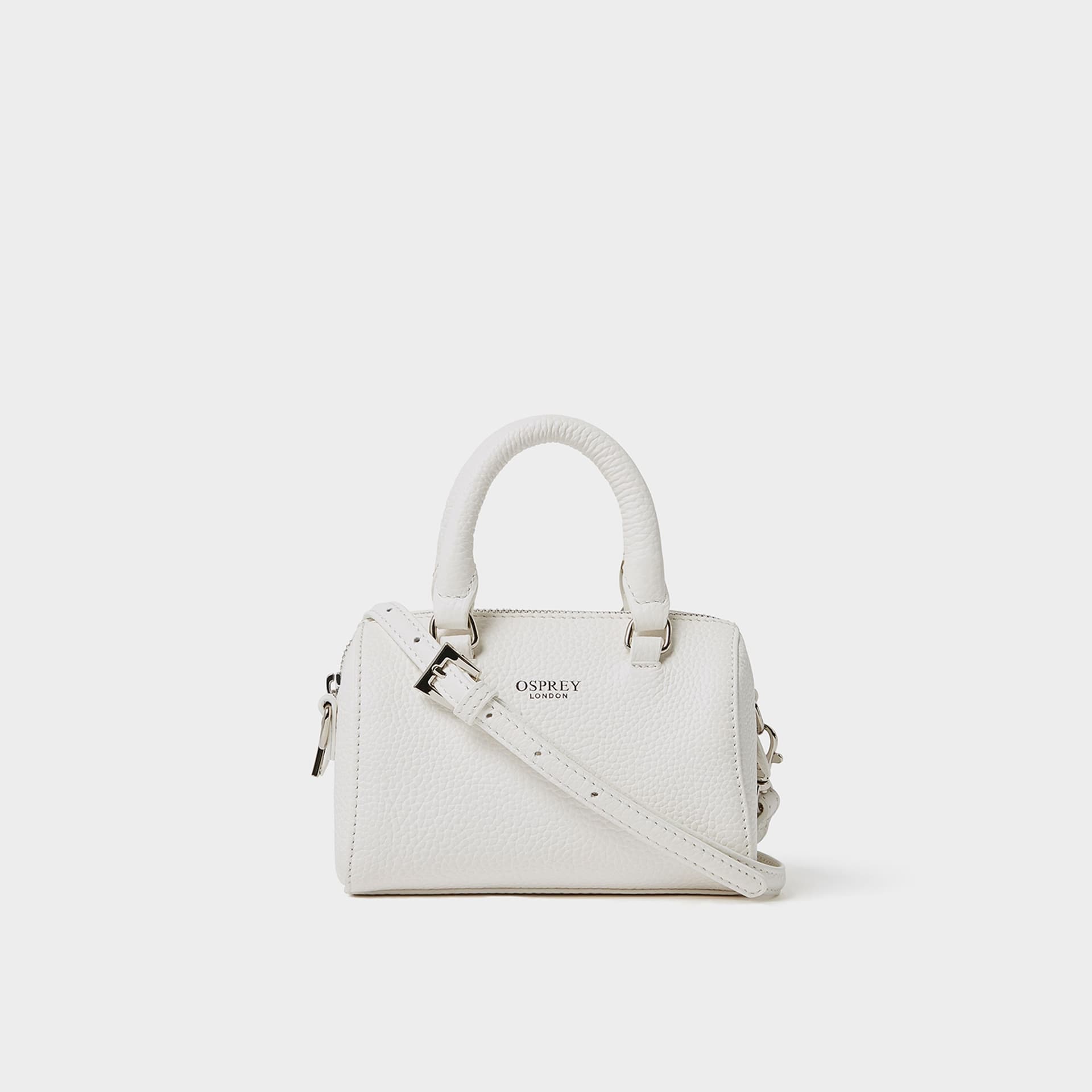 OSPREY LONDON OSPREY LONDON Women's The Madison Mini Leather Barrel Bag in White