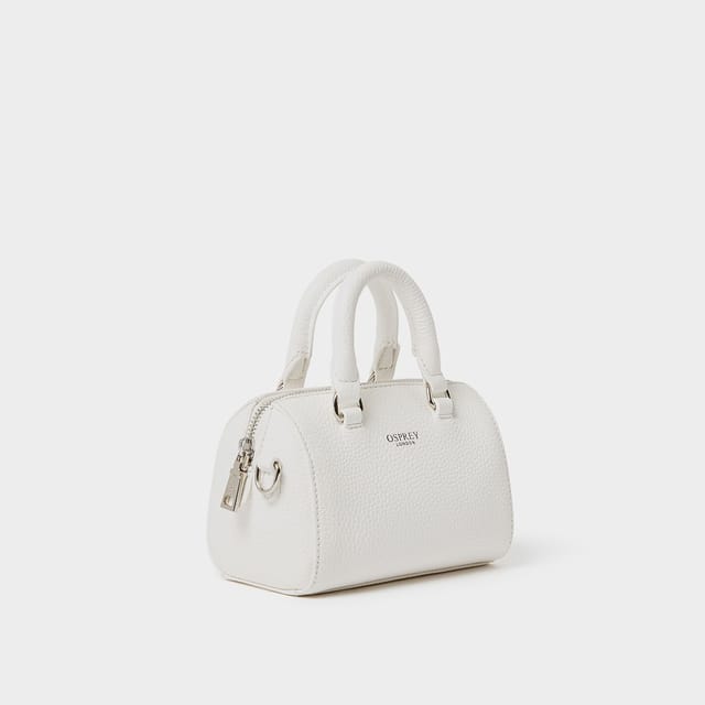 OSPREY LONDON OSPREY LONDON Women's The Madison Mini Leather Barrel Bag in White - 2
