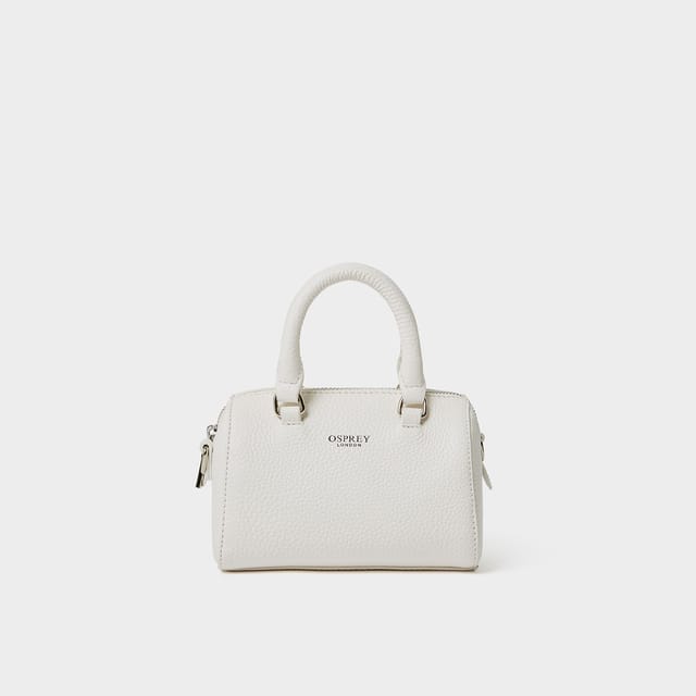 OSPREY LONDON OSPREY LONDON Women's The Madison Mini Leather Barrel Bag in White - 3