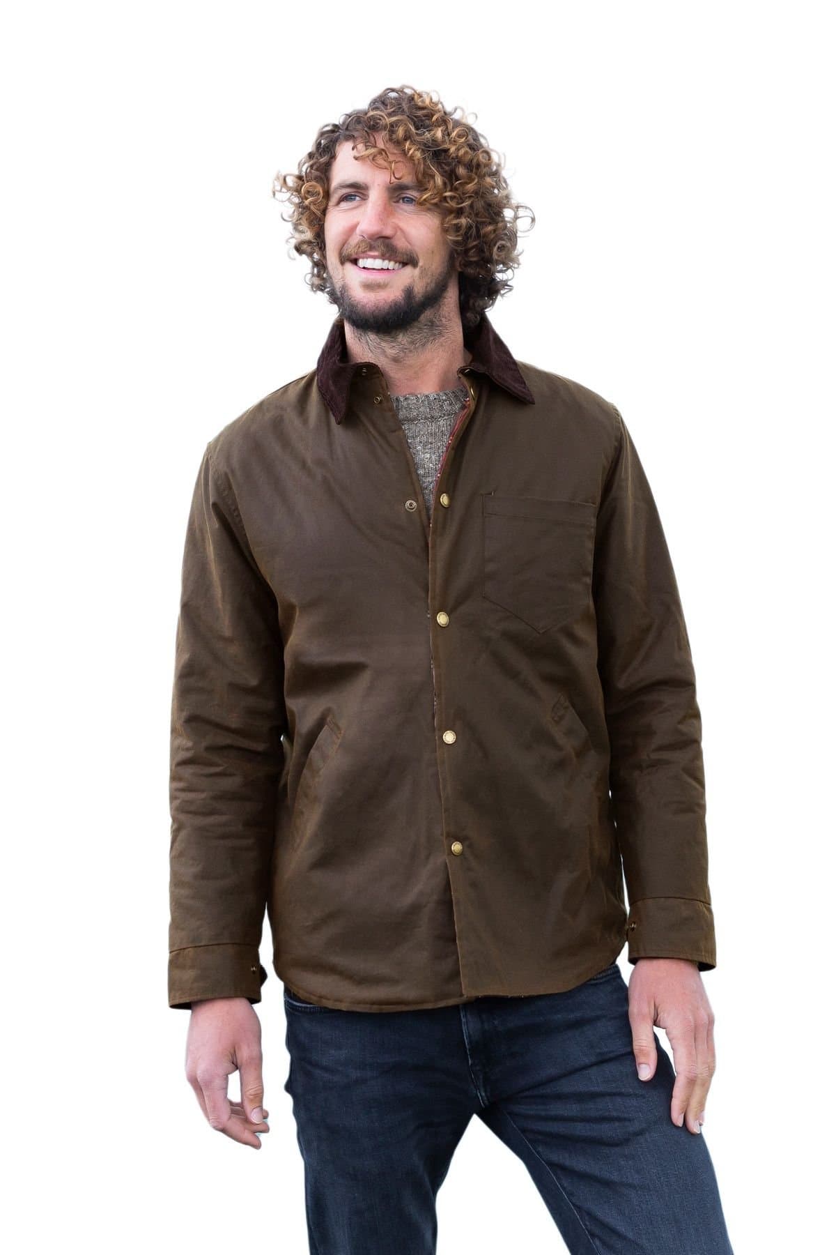 Celtic & Co Celtic & Co Men's British Waxed Cotton Overshirt in Dark Brown