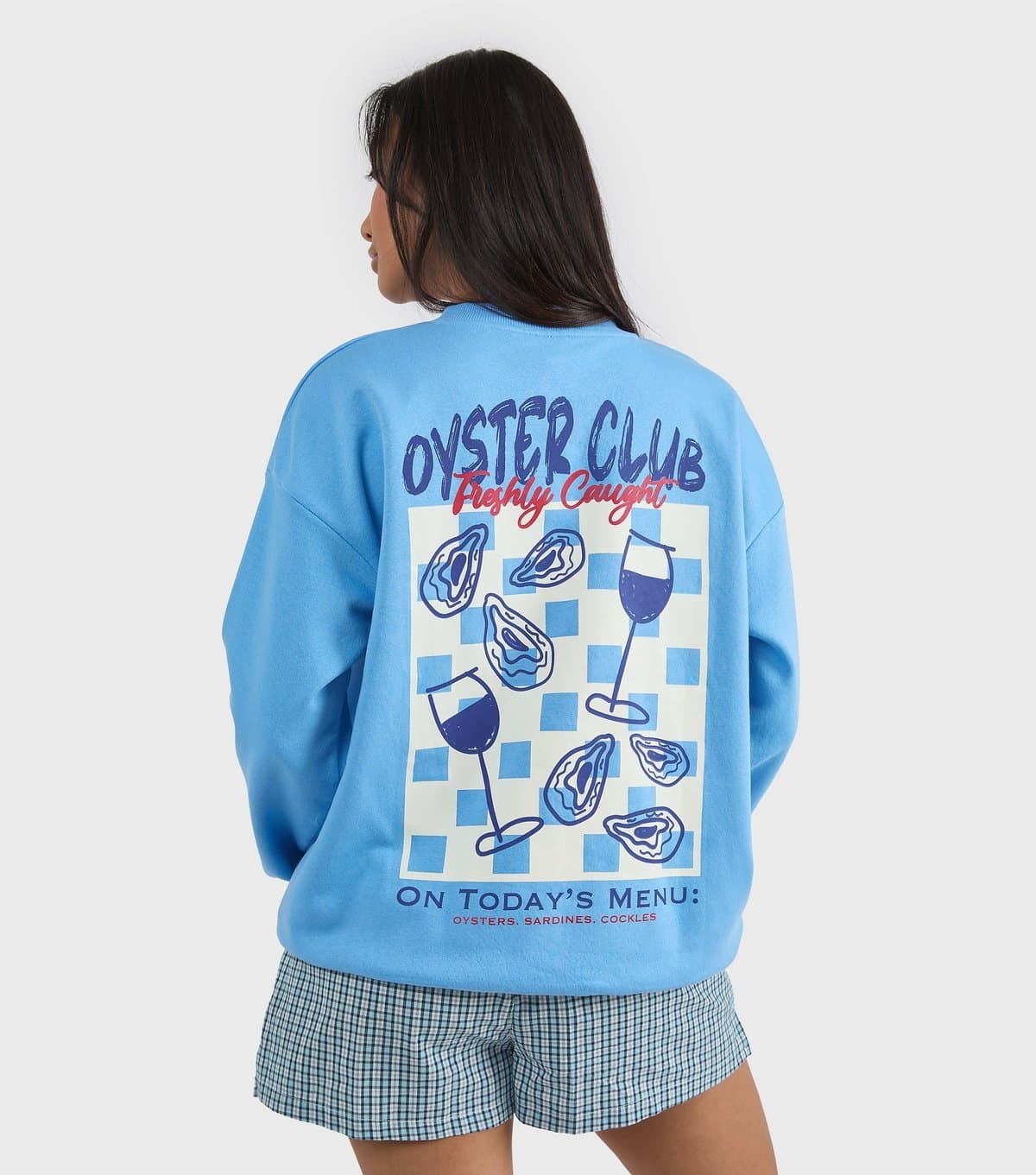 Custard Women's Blue Oyster Club Sweatshirt Custard New Look