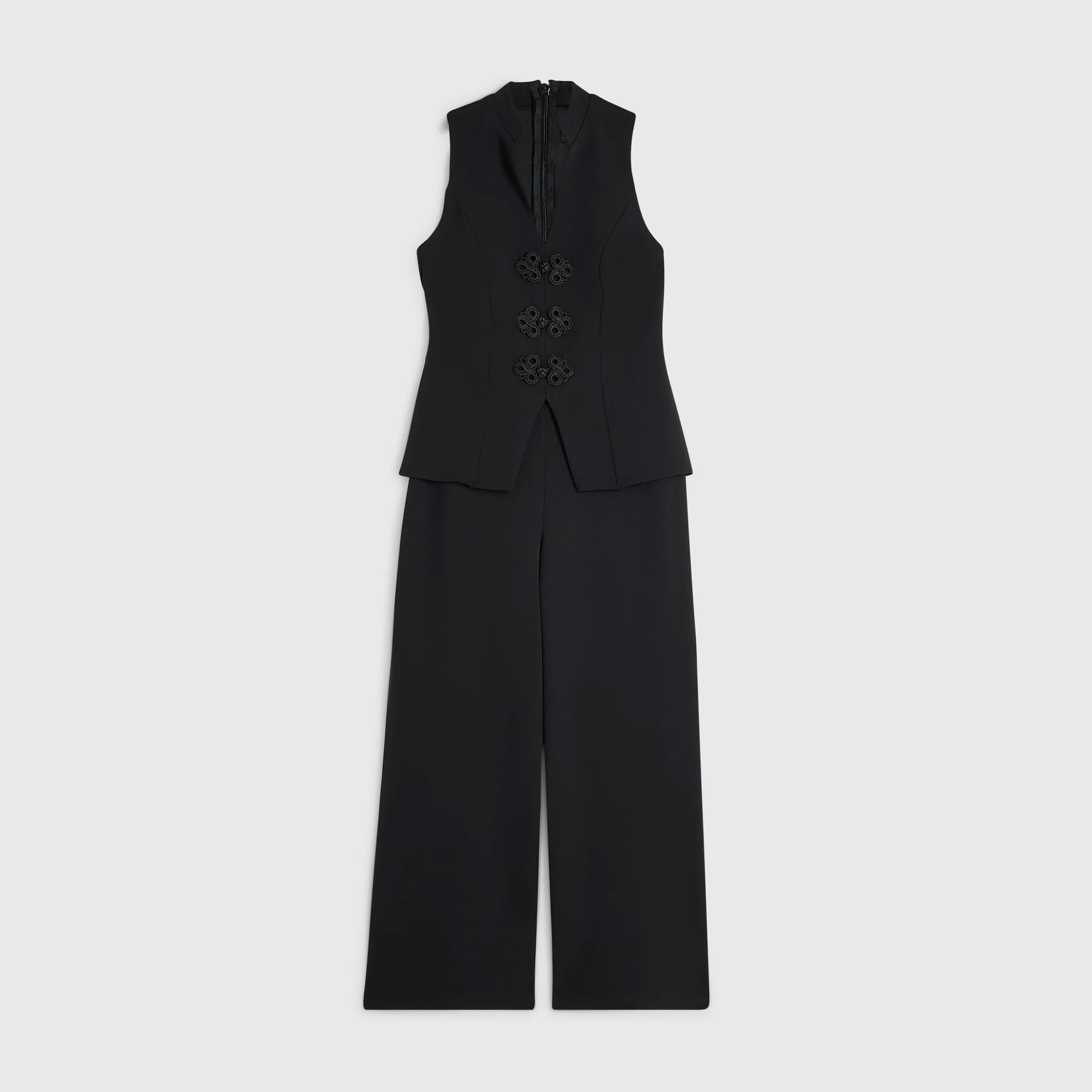 River Island River Island Womens Petite Black Frogging Waistcoat Jumpsuit