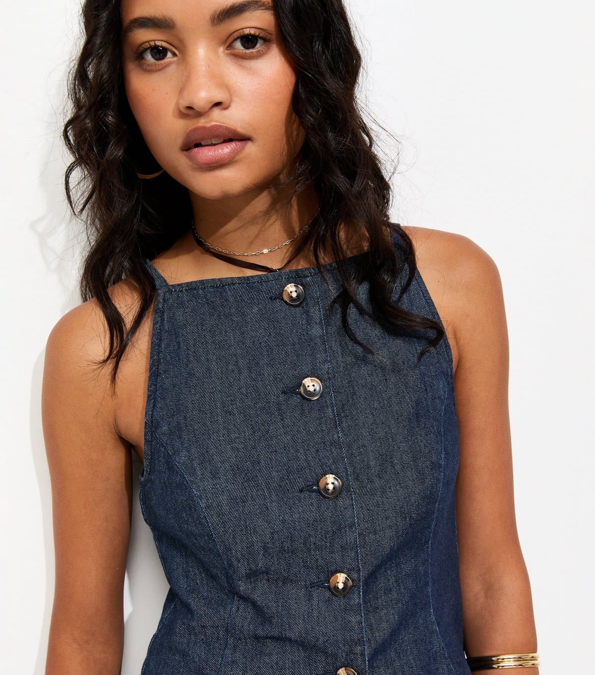 New Look Women's Indigo Wash Square Neck Waistcoat New Look